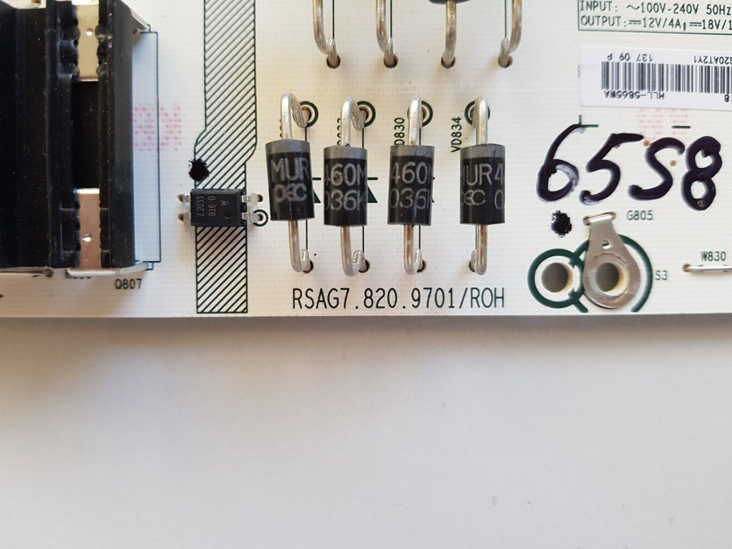 GENUINE HISENSE 65S8 POWER SUPPLY BOARD RSAG7.820.9701 264918 HLL-5865WA