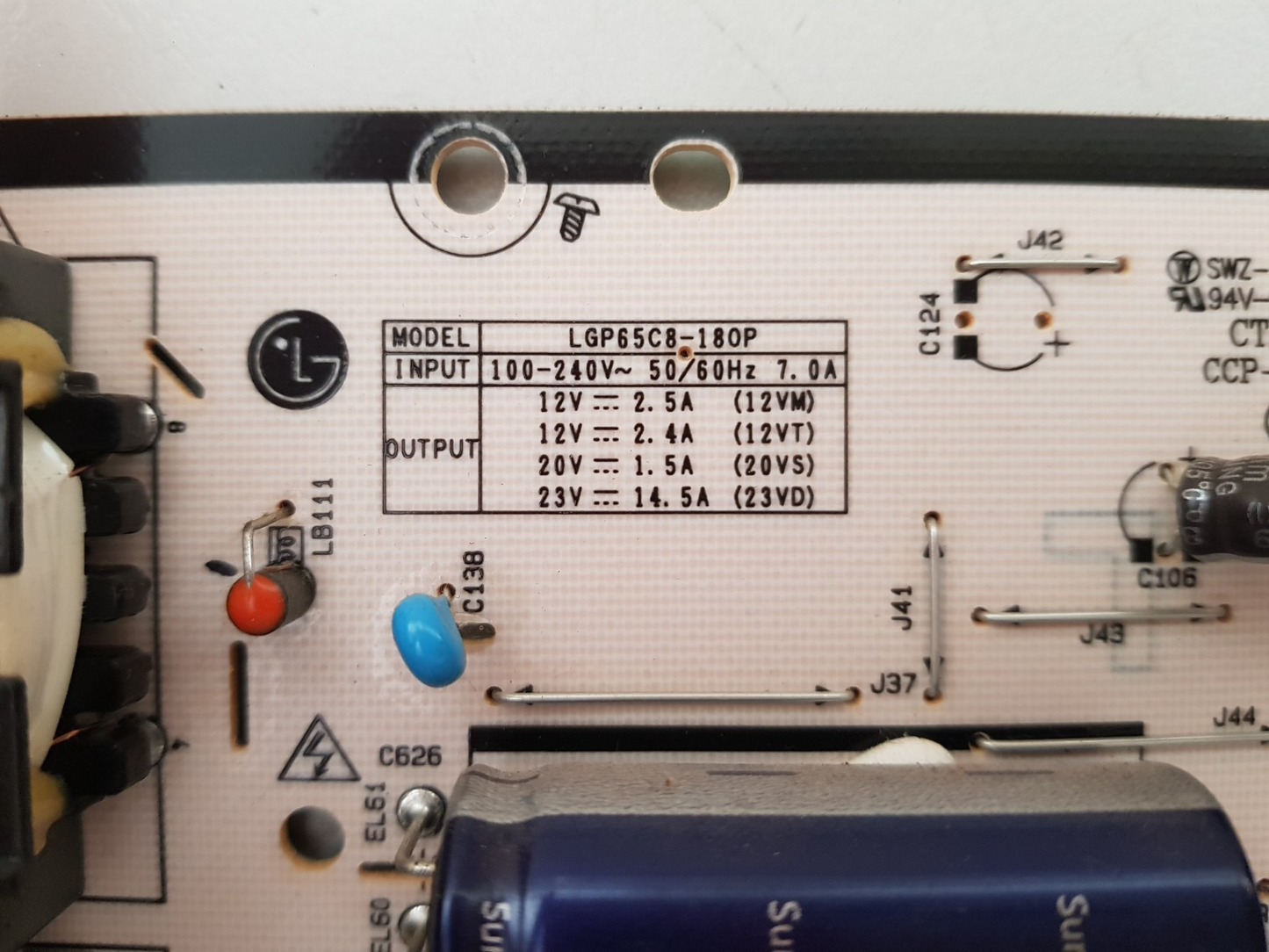 GENUINE LG OLED65B8STB POWER SUPPLY BOARD EAY64748901 LGP65C8-180P EAX67914301