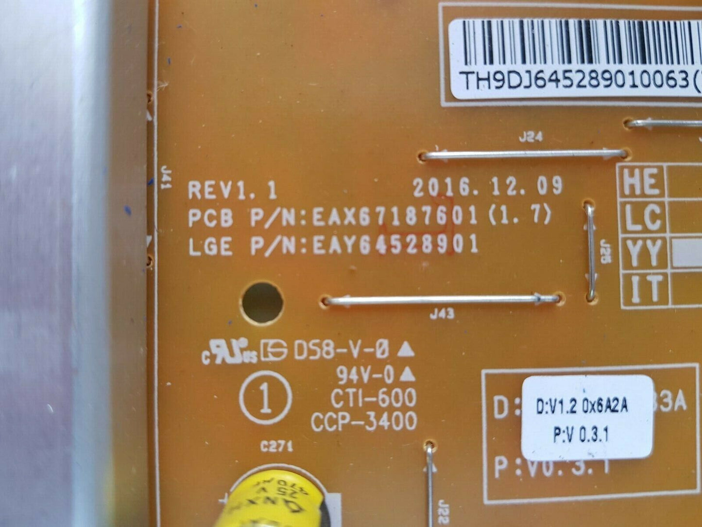 GENUINE LG 49UJ752T 55UJ752T POWER SUPPLY BOARD EAX67187601 LGP4955-17UL6