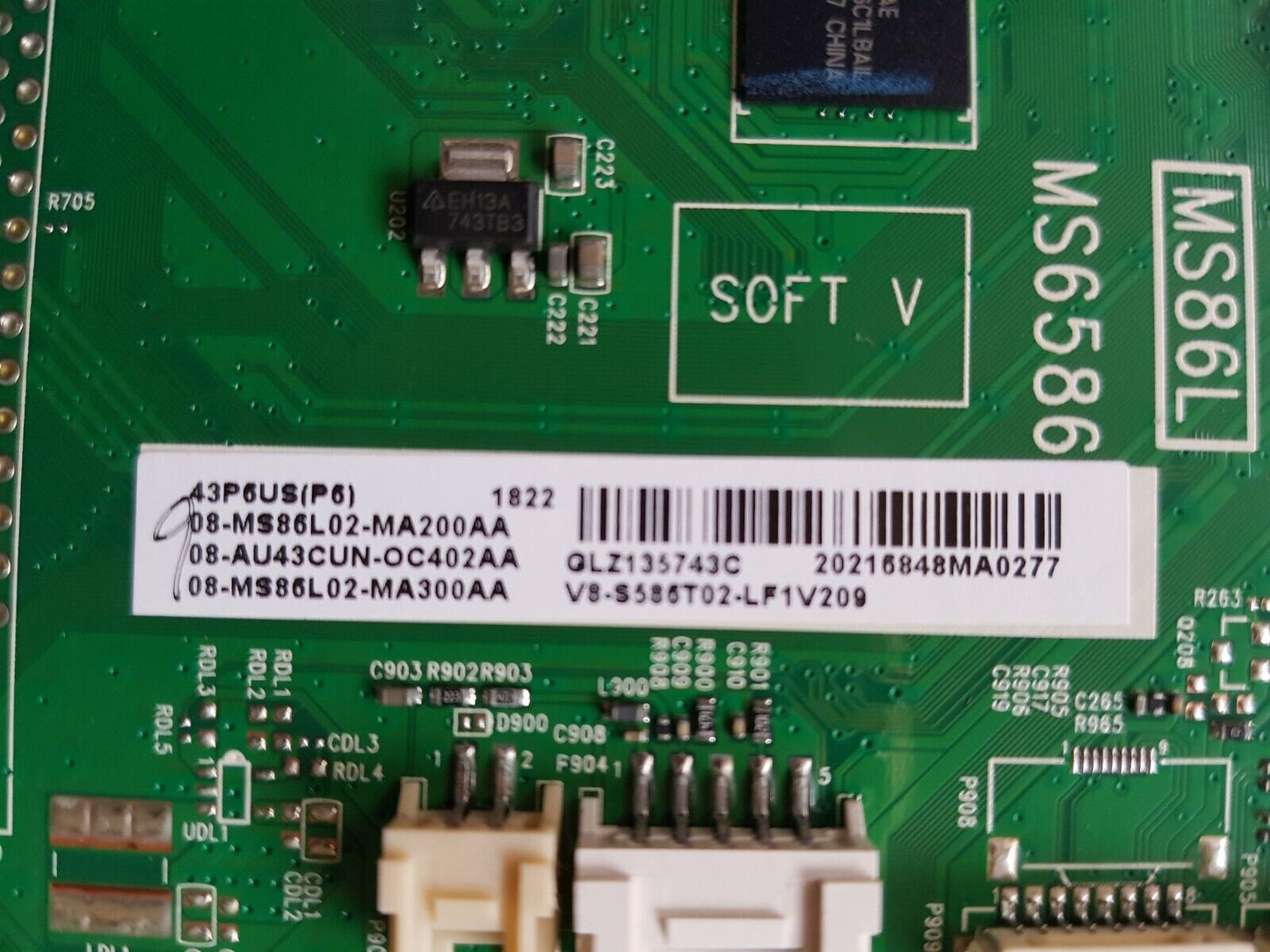 GENUINE TCL 43P6US MAIN BOARD 40-MS86L1-MAA2HG V8-S586T02-LF1V209