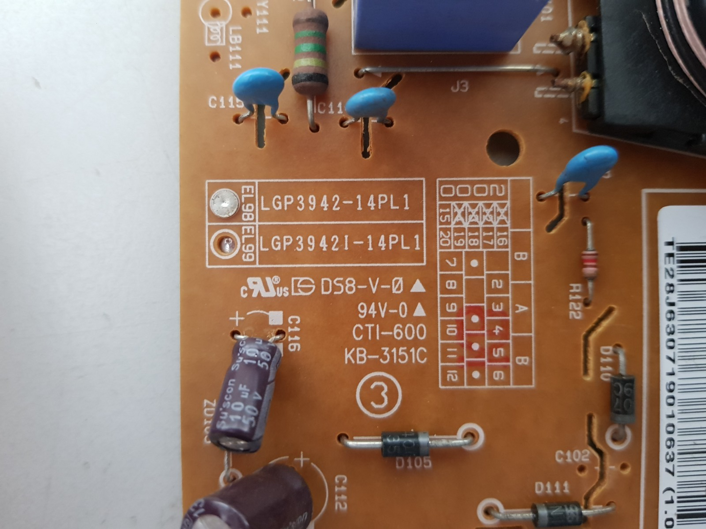 GENUINE LG 42LB5820 POWER SUPPLY BOARD EAY63071901 EAX65423701 1.9 LGP3942-14PL1