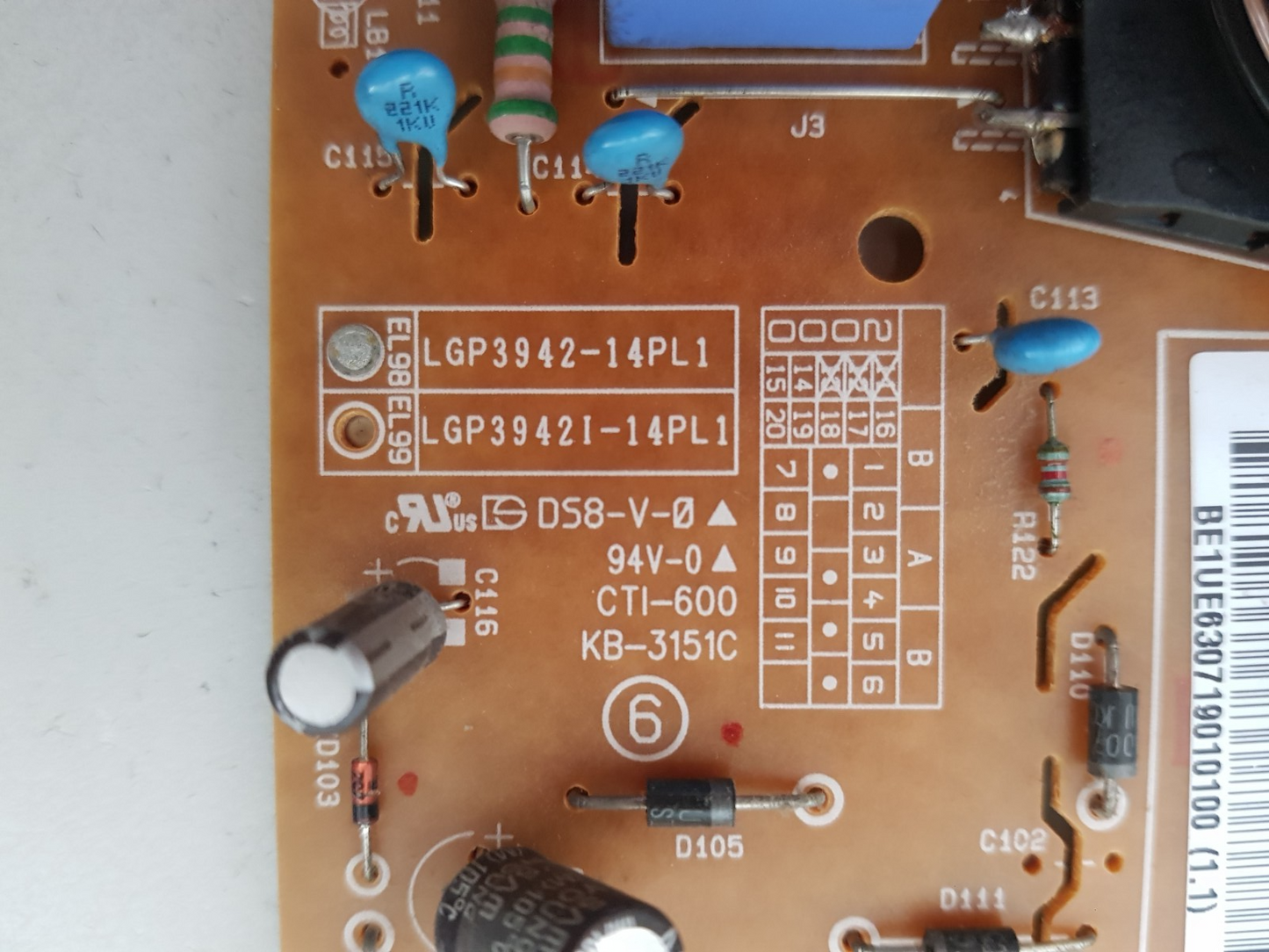 GENUINE LG 42LB6500 POWER SUPPLY BOARD EAY63071901 EAX65423701 1.9 LGP3942-14PL1