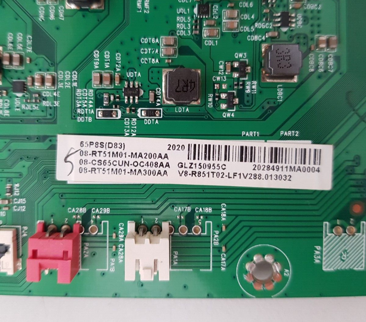 GENUINE TCL 65P8S MAIN BOARD 40-RT51M1-MAB2HG RT2851 V8-R851T02-LF1V288