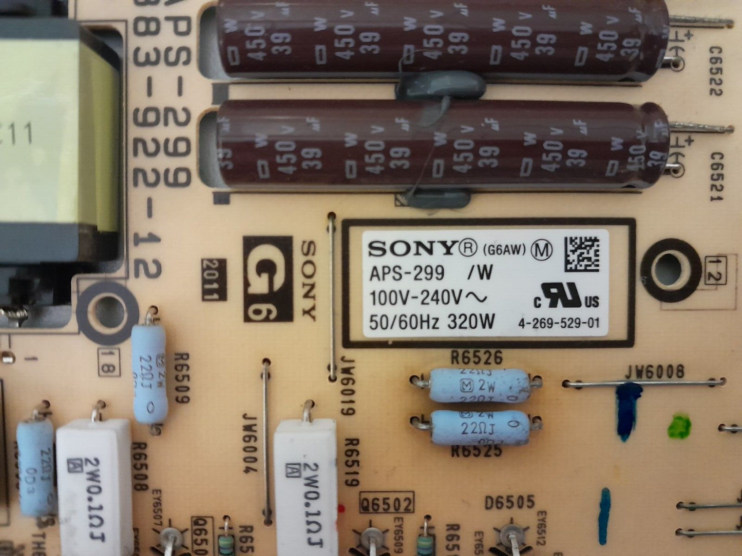 GENUINE SONY KDL- 55NX720 POWER SUPPLY BOARD APS-299 G6 147430411 1-883-922-12
