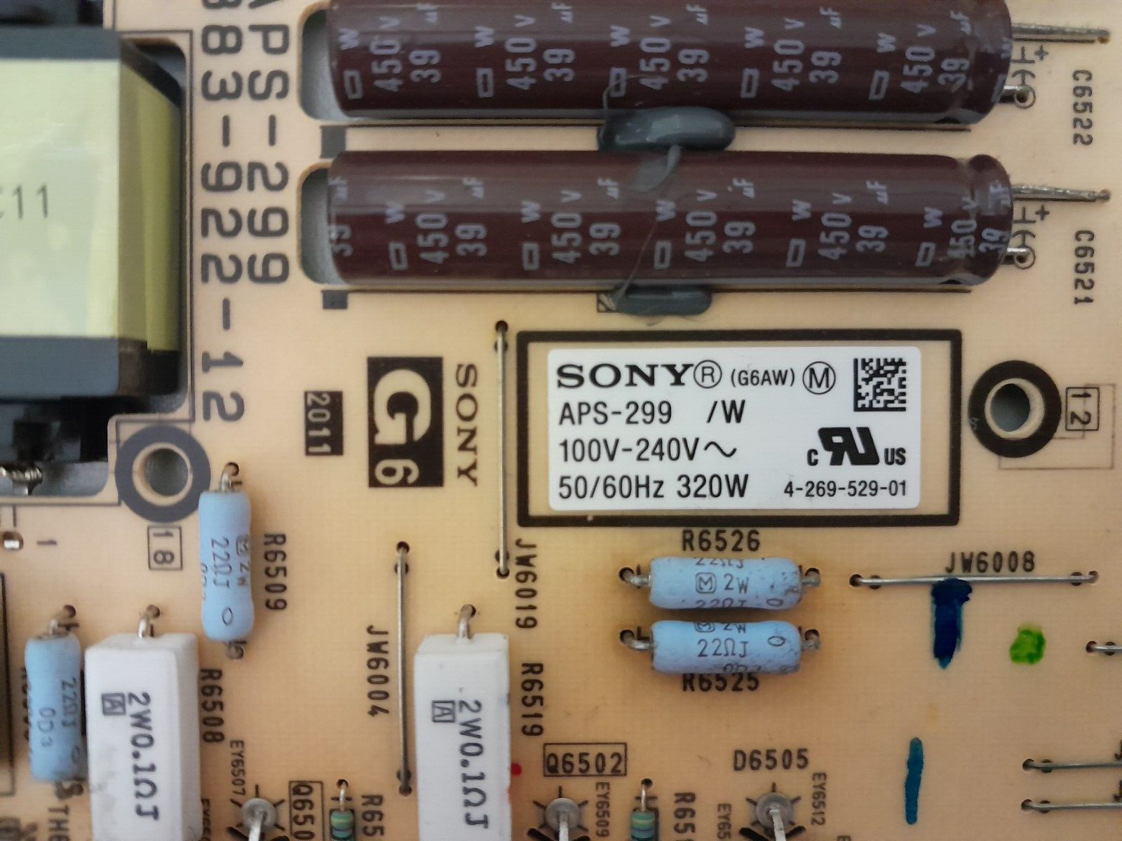 GENUINE SONY KDL- 55NX720 POWER SUPPLY BOARD APS-299 G6 147430411 1-883-922-12