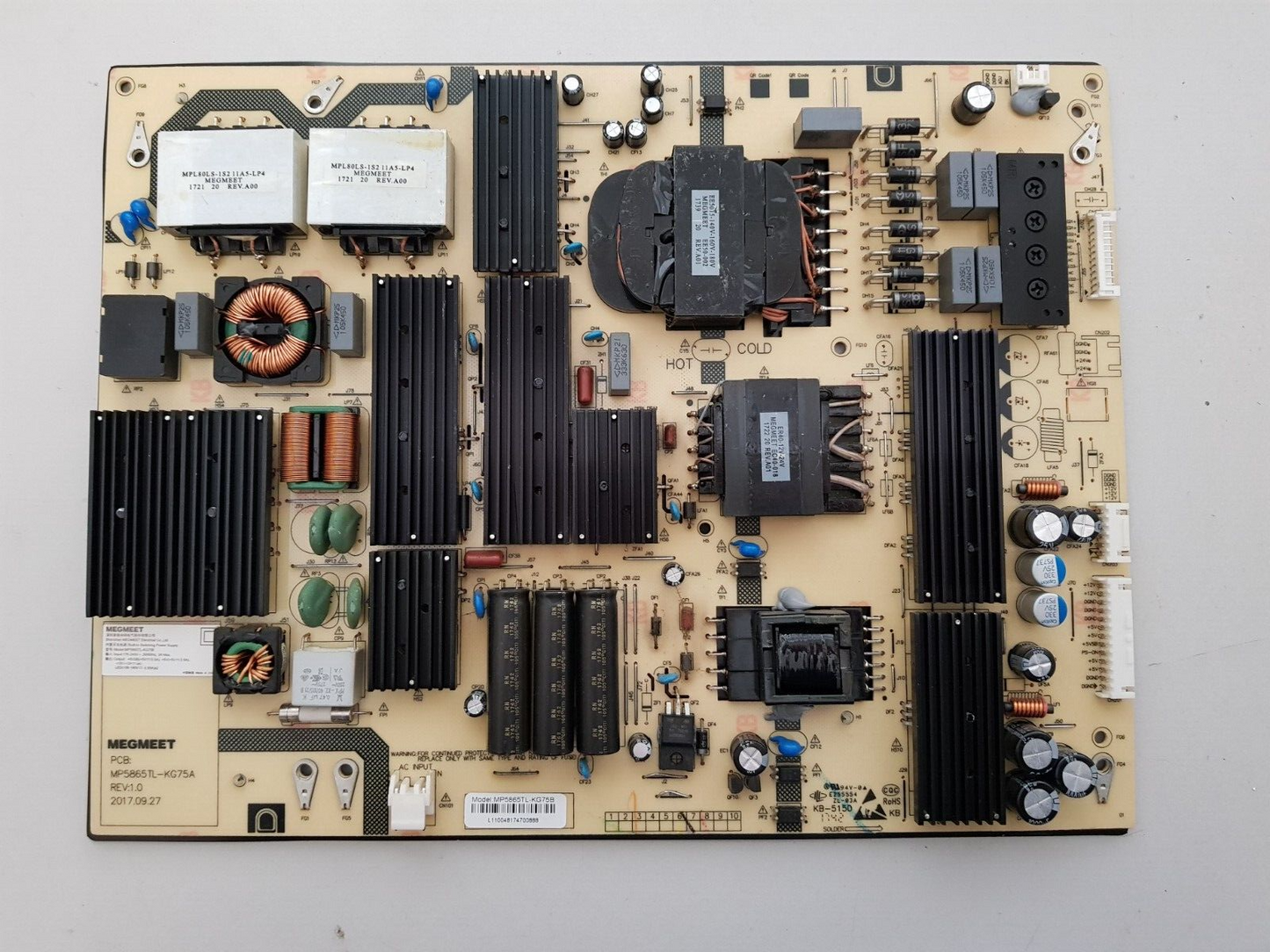 GENUINE BAUHN ATV75UHD-1117 POWER SUPPLY BOARD MGMEET MP5865TL-KG75A