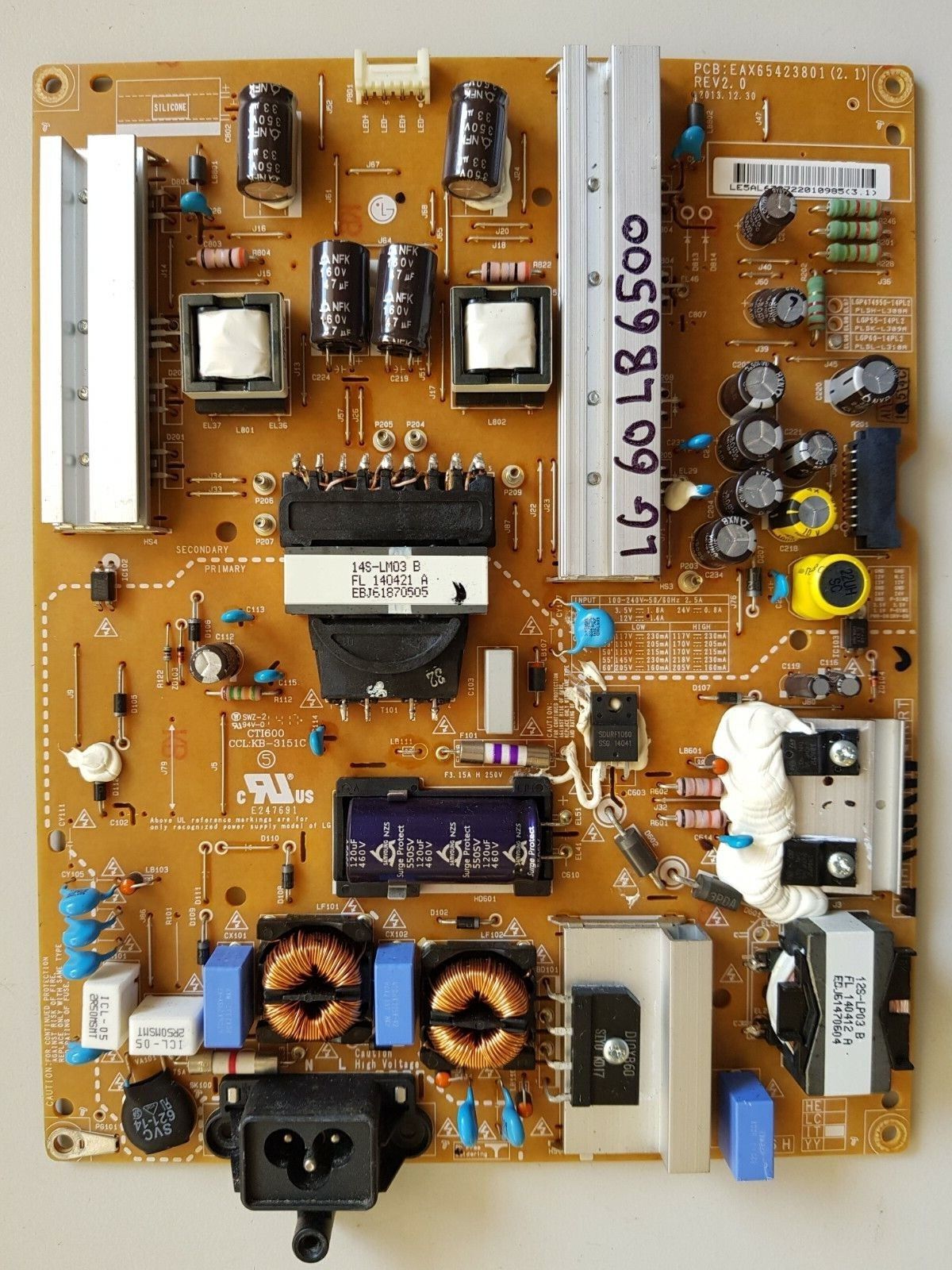 GENUINE LG 60LB6500 POWER SUPPLY BOARD EAY63072201 EAX65423801 LGP60-14LP2