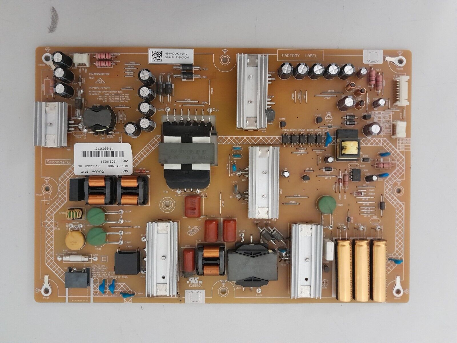 GENUINE SONY KD 60X6700E POWER SUPPLY BOARD 3BS0429112GP 880400U00-525-G