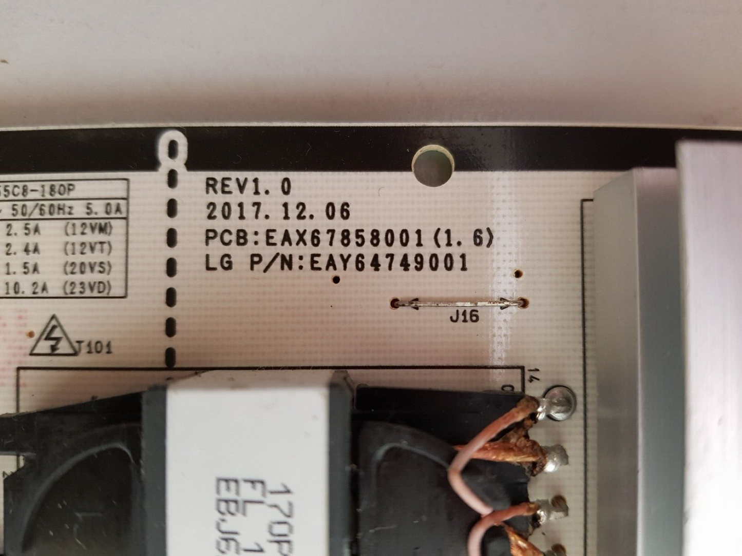 GENUINE LG OLED55C8PTA POWER SUPPLY BOARD EAY64749001 LGP55C8-18OP EAX67858001