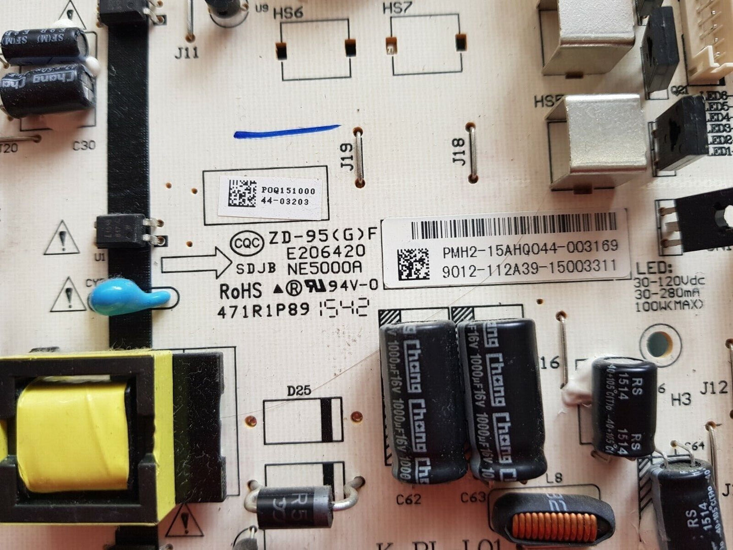 GENUINE JVC LT-49N552A POWER SUPPLY BOARD PMH2-15AHQ044-003169