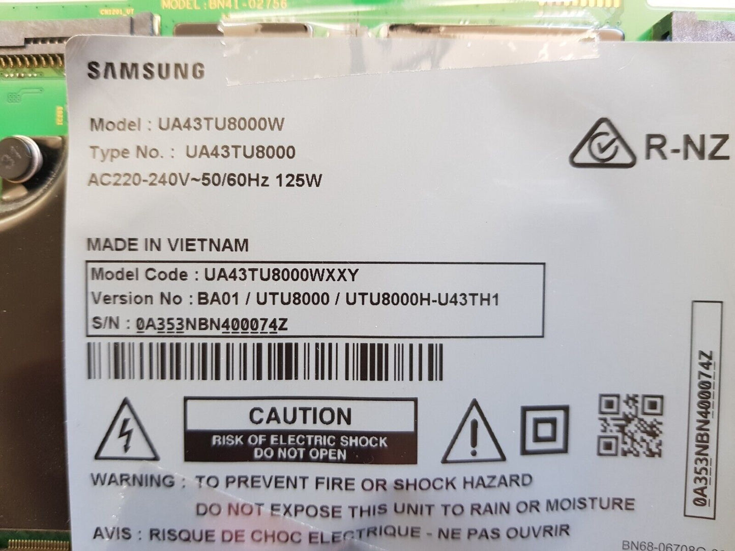 GENUINE SAMSUNG UA43TU8000WXXY (VER BA01) MAIN BOARD BN94-00036R