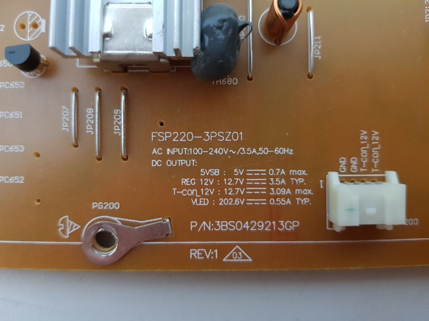 GENUINE SONY KD- 70X6700E POWER SUPPLY BOARD FSP220-3PSZ01 3BS0429213GP