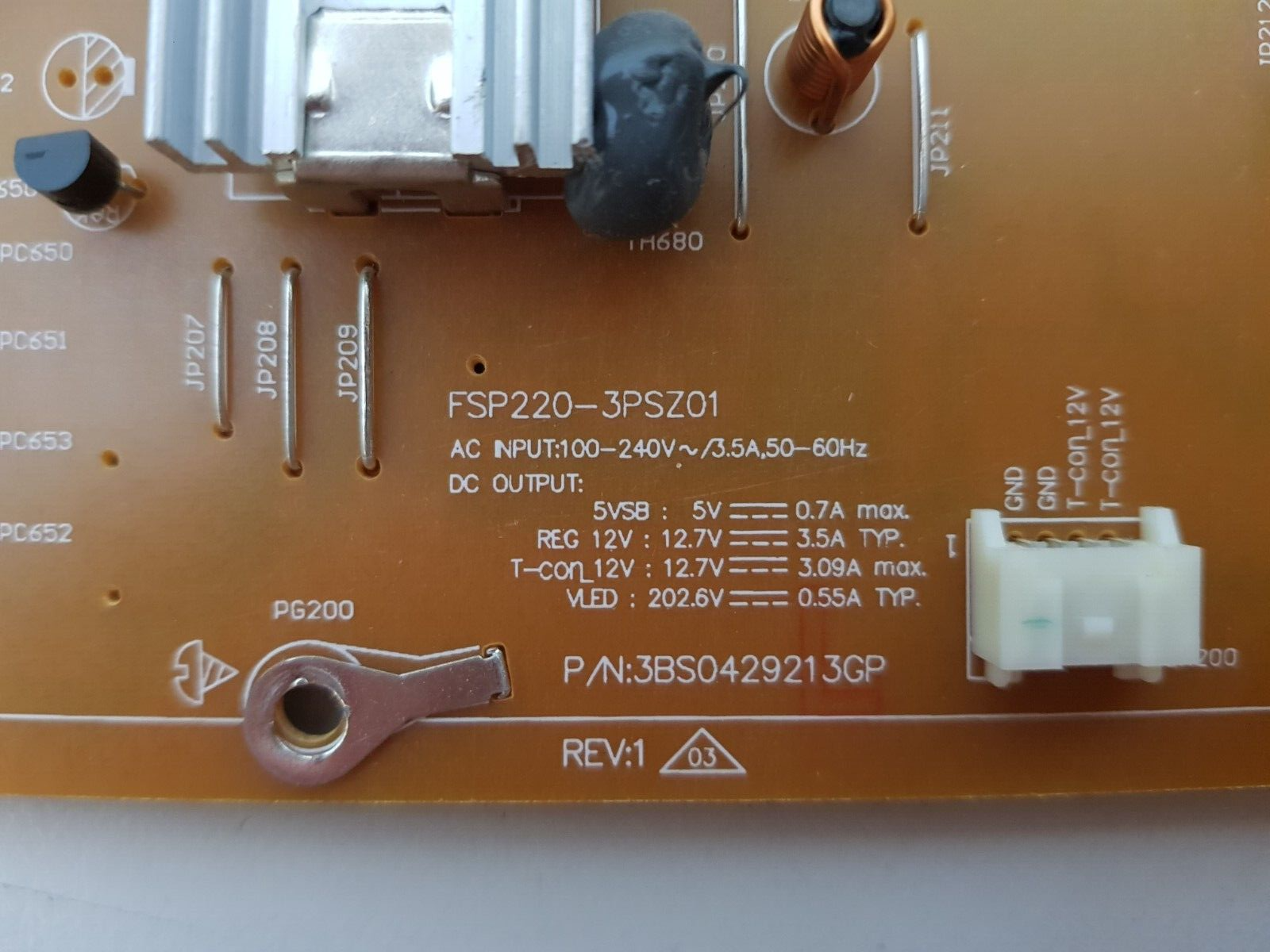 GENUINE SONY KD- 70X6700E POWER SUPPLY BOARD FSP220-3PSZ01 3BS0429213GP