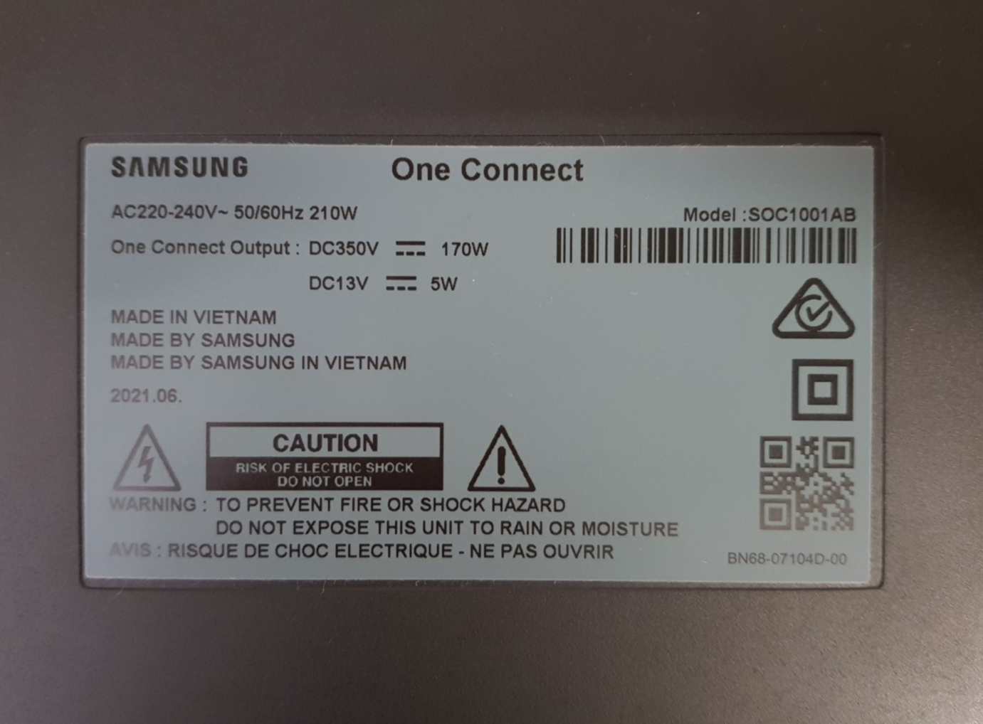 SAMSUNG 43LS03 50LS03 55LS03 ONE CONNECT BOX & CABLE SOC1001AB BN94-16866C