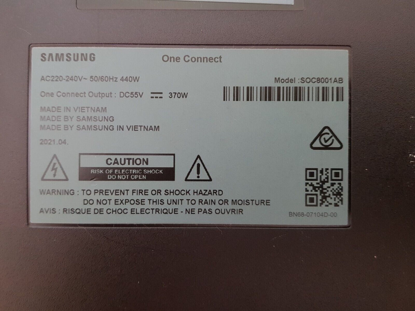 GENUINE SAMSUNG 65Q800A 65Q700A ONE CONNECT BOX AND CABLE SOC8001AB BN44-01126A