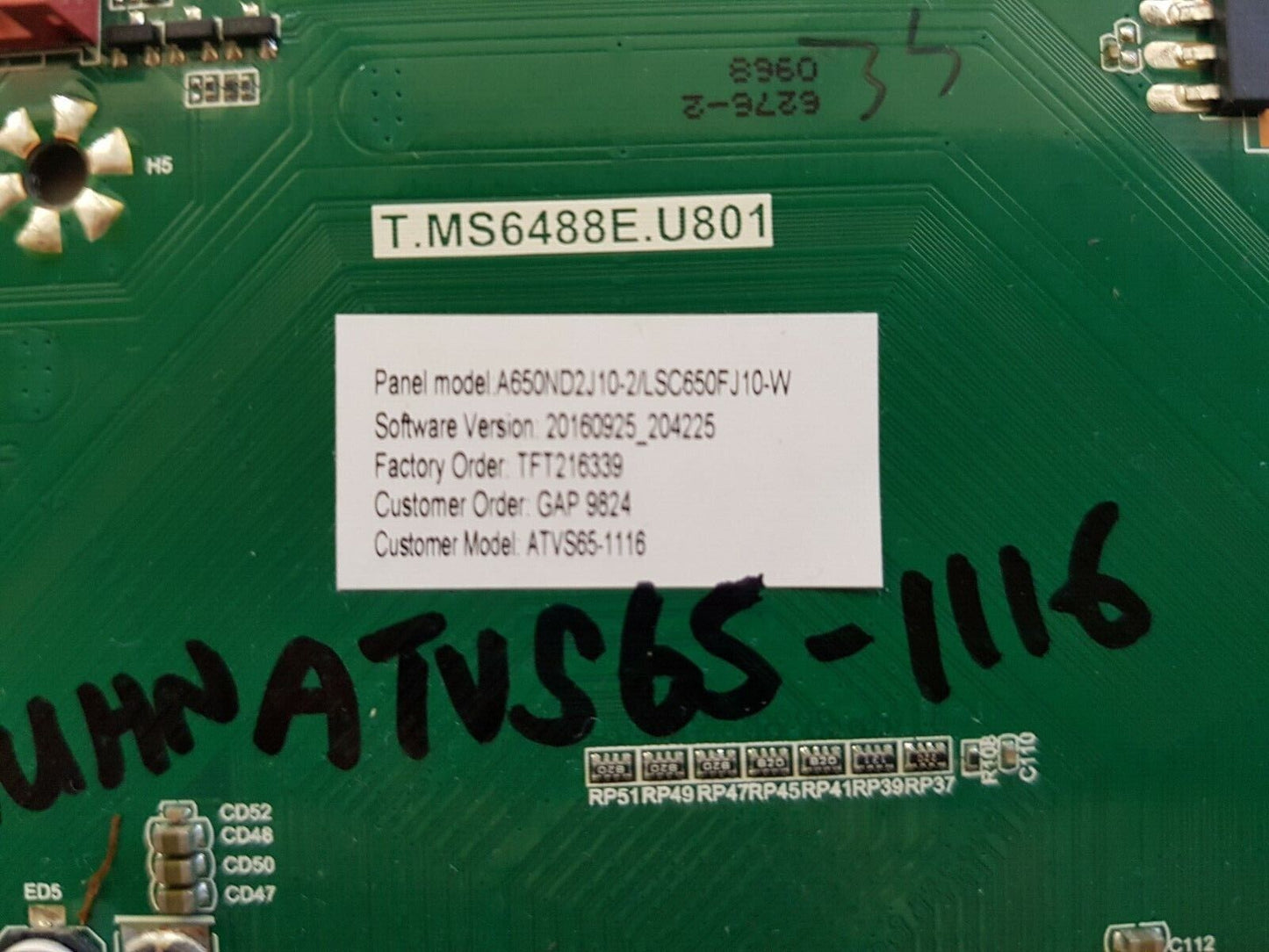 GENUINE BAUHN ATVS65-1116 MAIN BOARD T.MS6488E.U801 LSC650FJ10-W