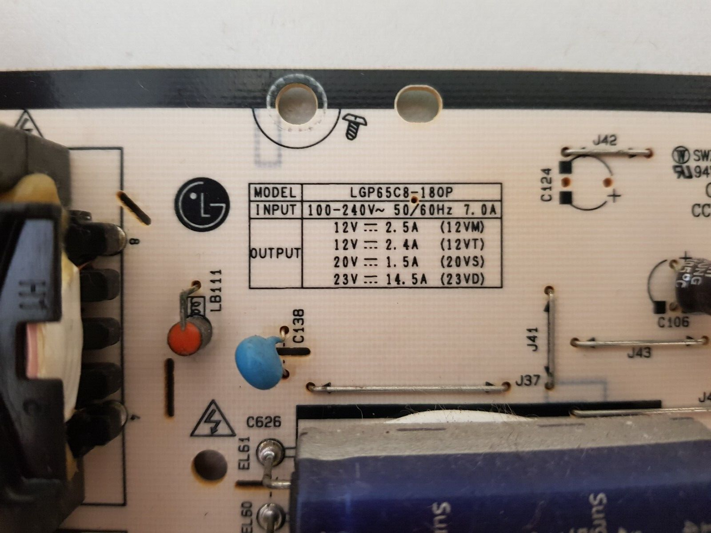 GENUINE LG OLED 65E8PTA POWER SUPPLY BOARD EAX67914301 1.6 EAY64748901