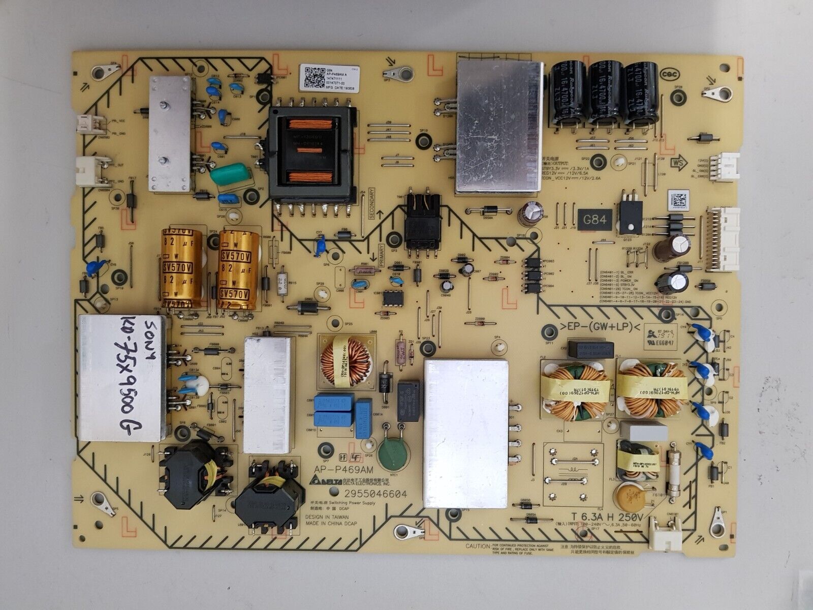 GENUINE SONY KD- 75X9500G POWER SUPPLY BOARD G84 AP-P469AM 147471111 2955046604