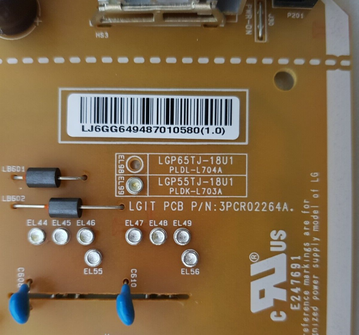 GENUINE LG 55UU640C POWER SUPPLY BOARD EAX67865201 1.6 EAY64948701 LGP55TJ-18U1