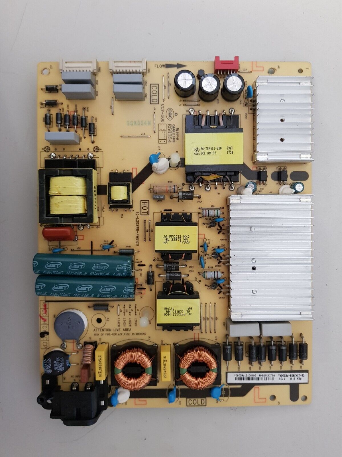 GENUINE TCL 65C2US POWER SUPPLY BOARD 40L202W8-PWB1CG 08-L242W58-PW200AA