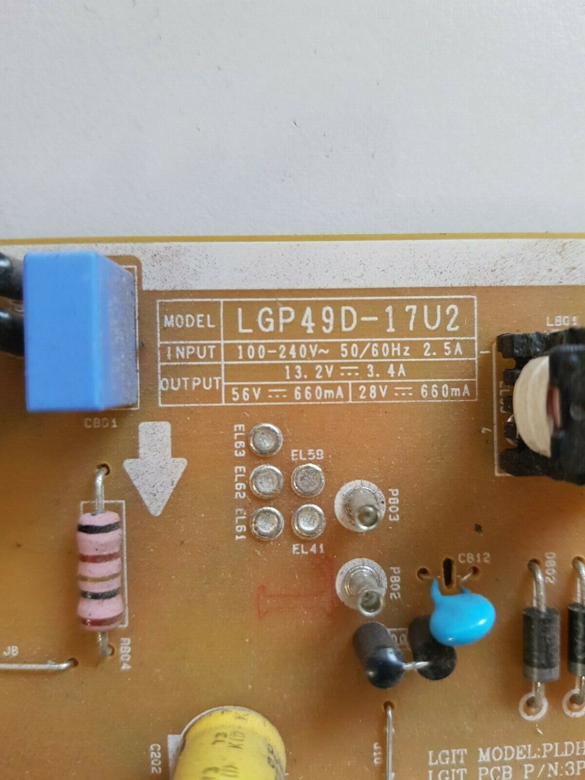 GENUINE LG 49UJ654T POWER SUPPLY BOARD EAY64491201 LGP49D-17U2 EAX67128101