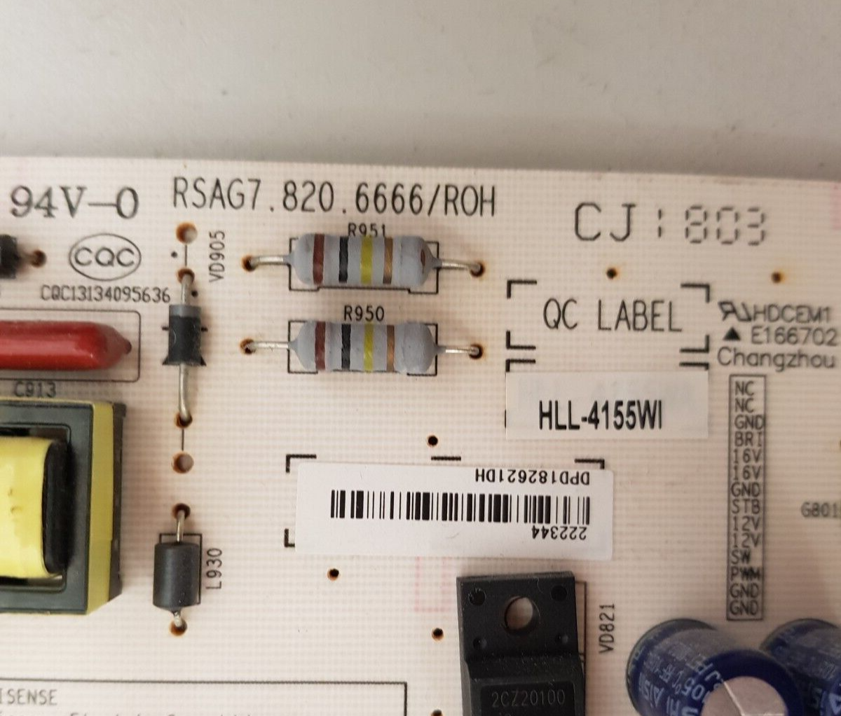 GENUINE HISENSE 55P4 POWER SUPPLY BOARD RSAG7.820.6666 HLL-4155WI