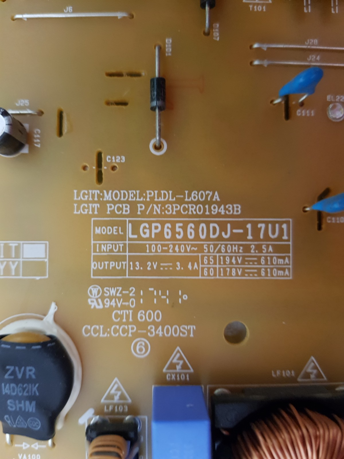 GENUINE LG 65UJ634T POWER SUPPLY BOARD EAY64511001 LGP6560DJ-17U1 EAX67189001