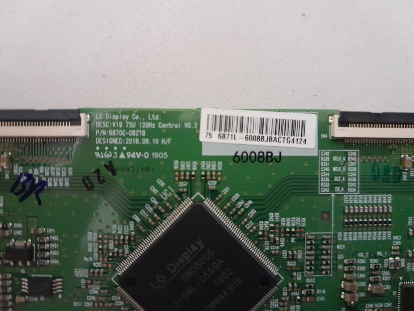 GENUINE LG 75SM9400PTA TCON BOARD 6871L-6008B