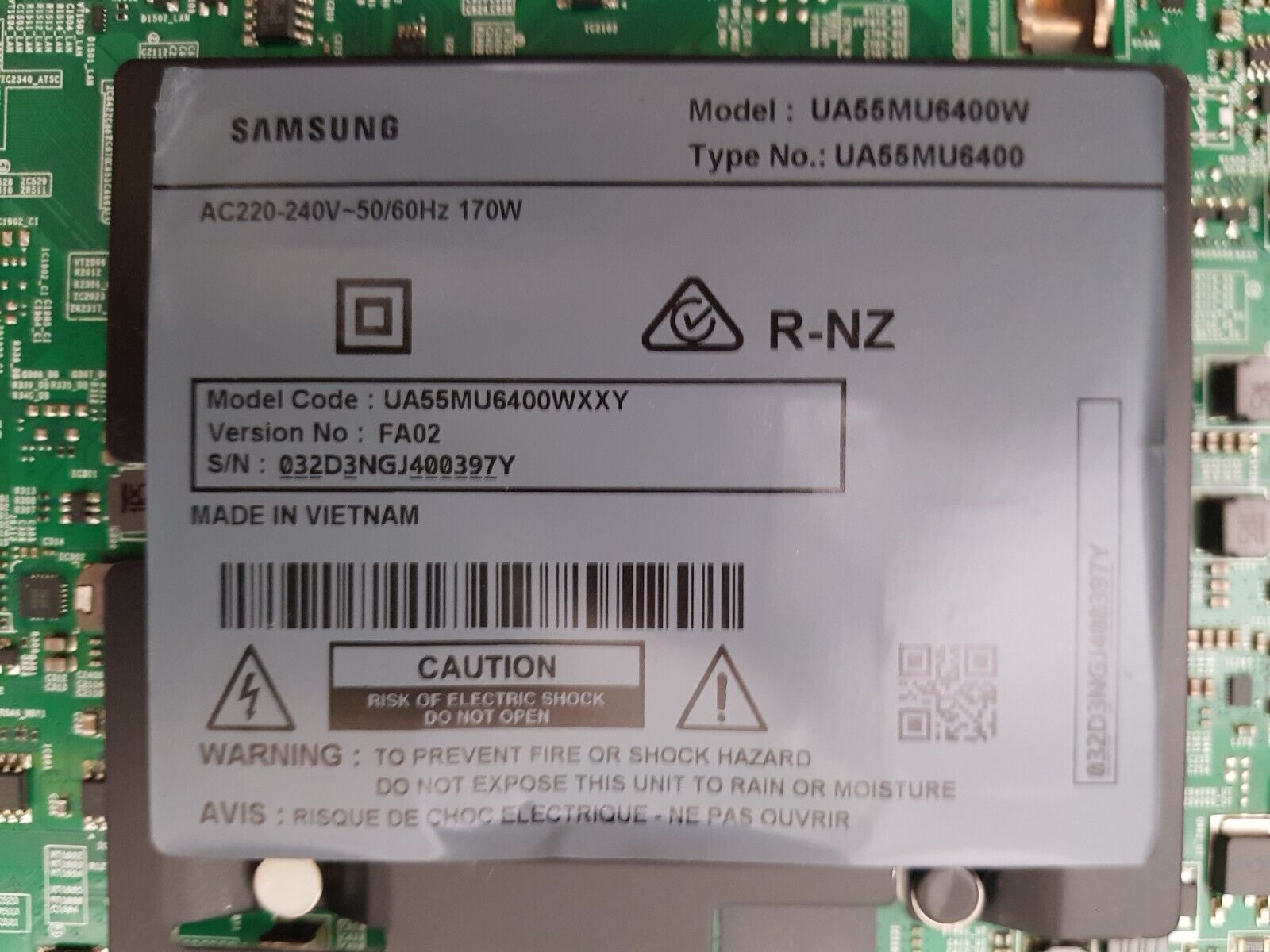 GENUINE SAMSUNG UA55MU6400 WXXY (VER FA02) MAIN BOARD BN94-11955U