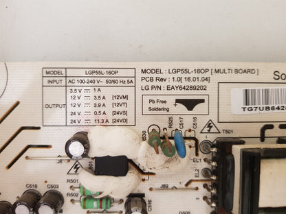LG OLED 55C6T -T POWER SUPPLY BOARD EAY64289202 LGP55L-16OP