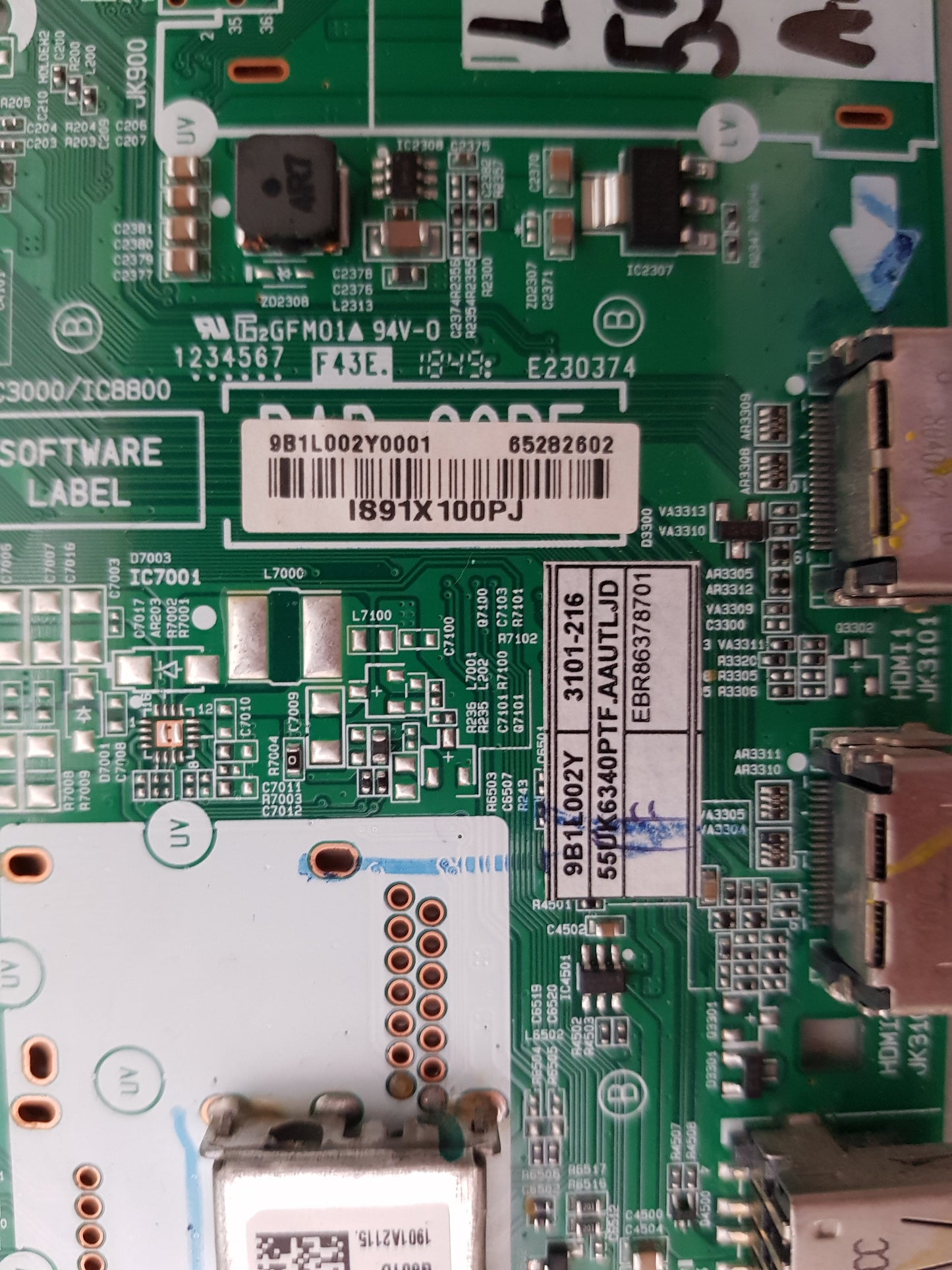 LG 55UK6340 PTF.AAUTLJD MAIN BOARD EBR86378701 65282602 EAX67872805 1.1