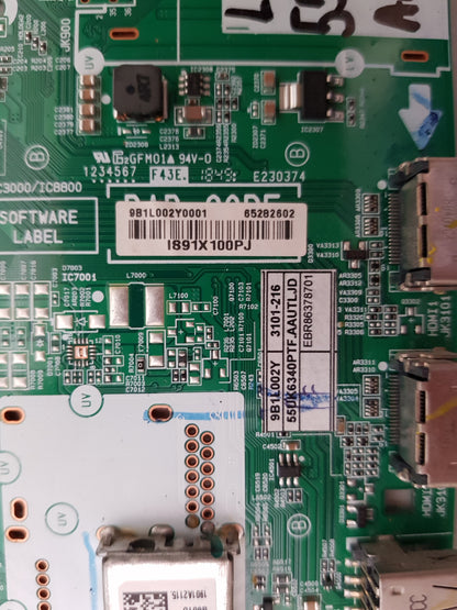 LG 55UK6340 PTF.AAUTLJD MAIN BOARD EBR86378701 65282602 EAX67872805 1.1