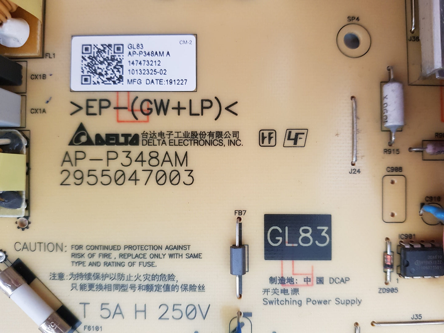 SONY KD- 75X8500G POWER SUPPLY BOARD GL83 AP-P348AM 147473212 2955047003
