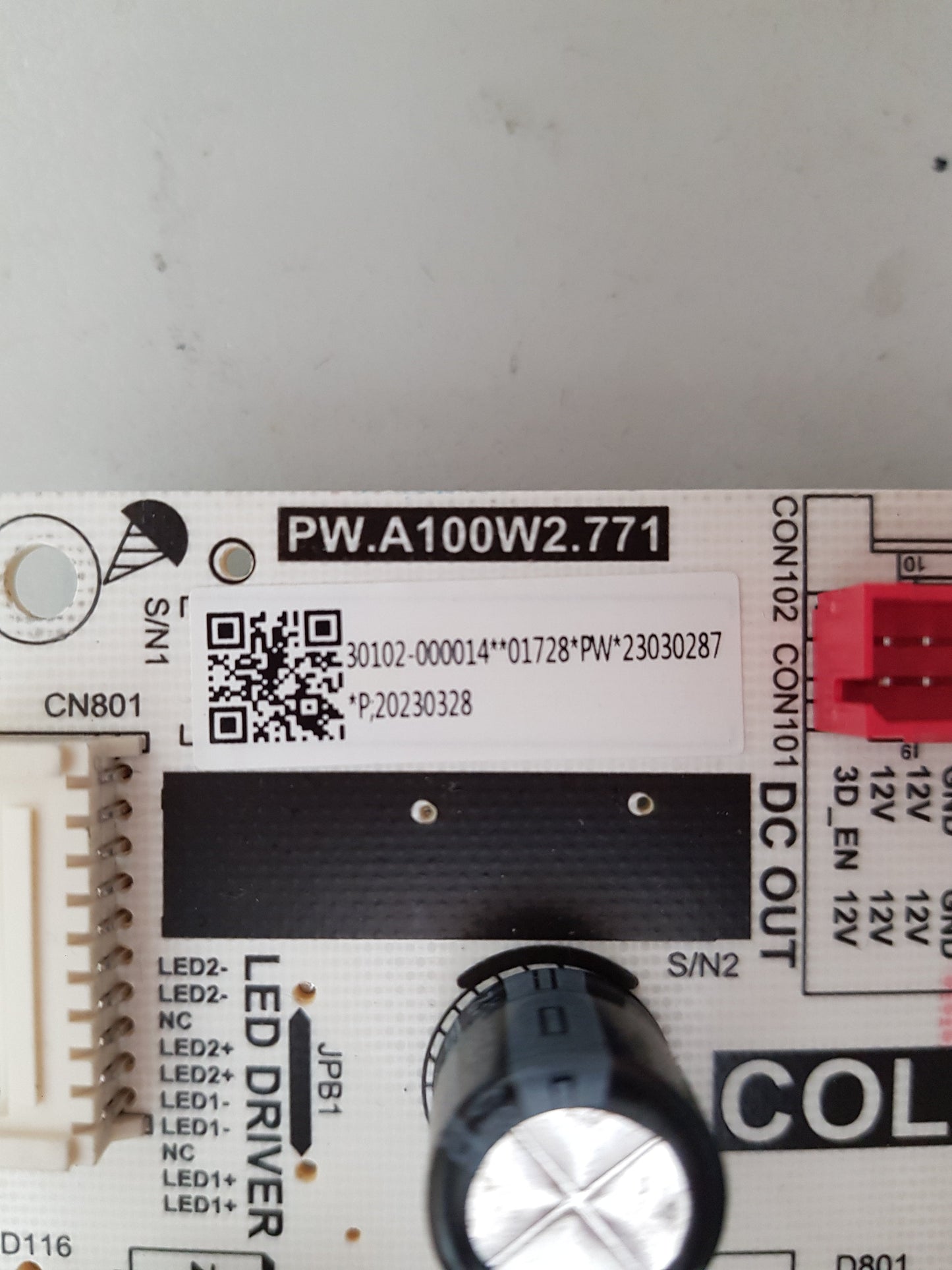 TCL 50P745 POWER SUPPLY BOARD PW.A100W2.771