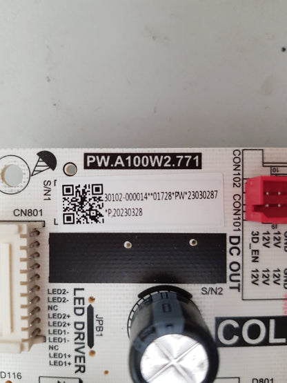 TCL 50P745 POWER SUPPLY BOARD PW.A100W2.771