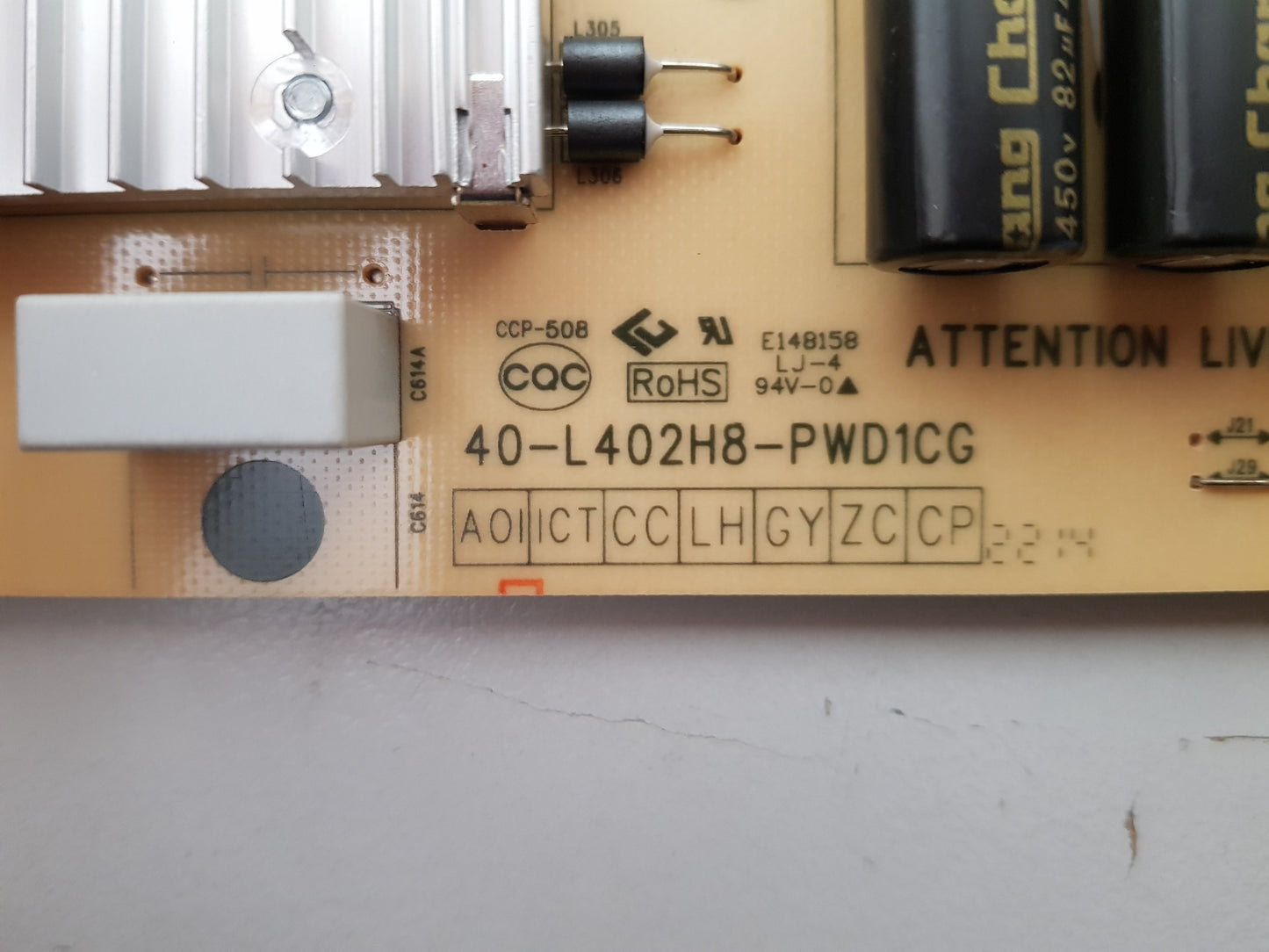 TCL 75P8M POWER SUPPLY BOARD 40-L402H8-PWD1CG 08-L402WA4-PW200AB