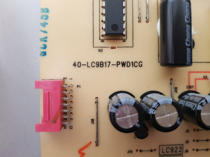 TCL 43P1FS POWER SUPPLY BOARD 40-LC9B17-PWD1CG 08-LC911AE-PW200AA