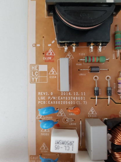 LG 43UF770T POWER SUPPLY BOARD EAX66205401 1.7 EAY63748601 LGP4043-15UL6