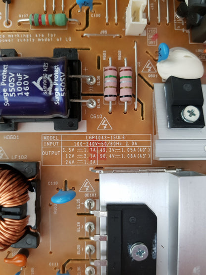LG 43UF770T POWER SUPPLY BOARD EAX66205401 1.7 EAY63748601 LGP4043-15UL6