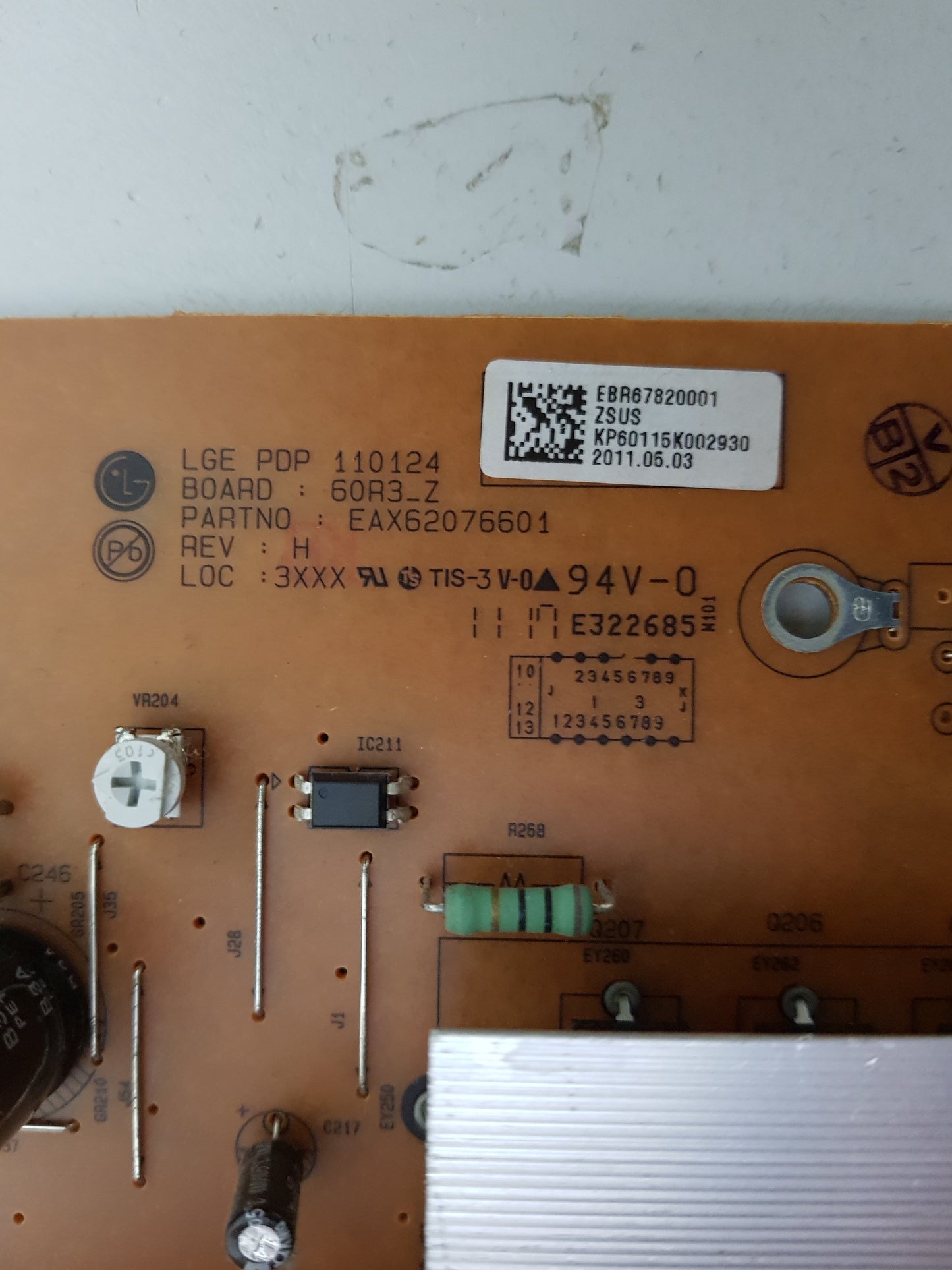 LG 60PZ950 Z-SUSTAIN BOARD EBR67820001 EAX62076601