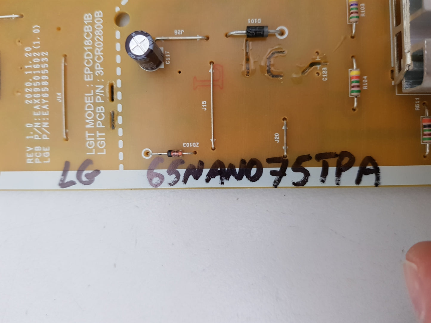 LG 65NANO75TPA POWER SUPPLY BOARD LGP6065NT-21U1 EAY65895532 EAX69501602 (1.0)