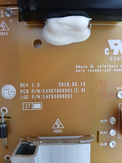 LG 60UK6200PTA POWER SUPPLY BOARD EAY65008901 EAX67864901 1.4 LGP60TJ-18U1 PLDL-L709A 3PCR02414A