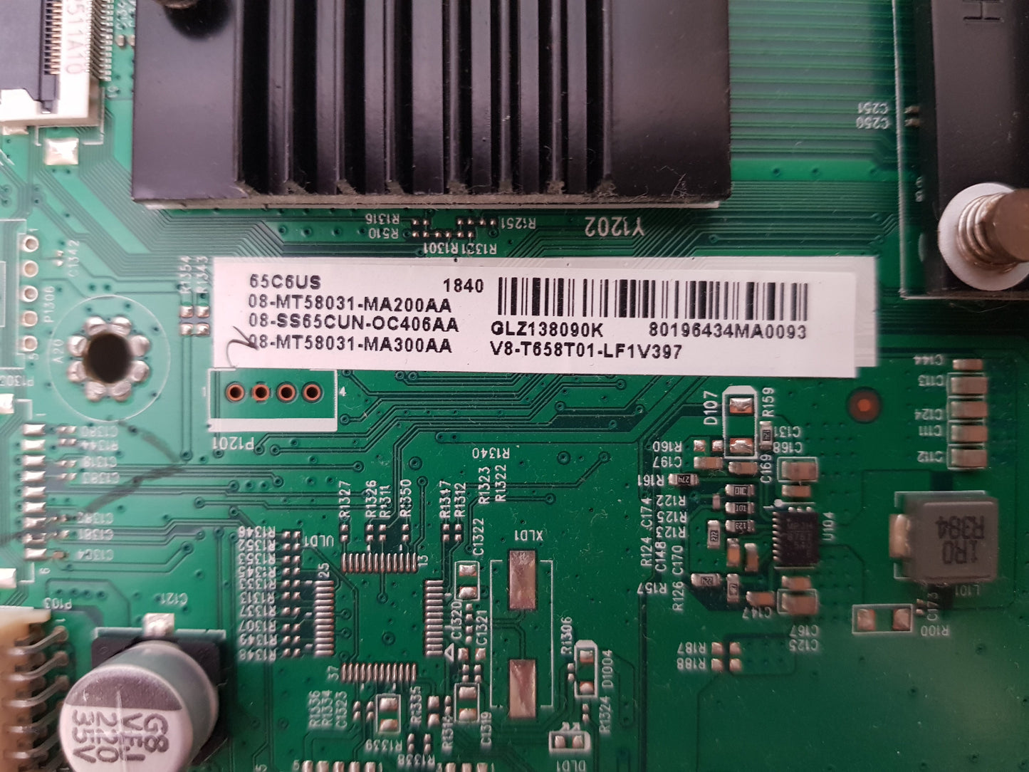 TCL 65C6US MAIN BOARD 40-MT58C2-MAB4HG MT58CX V8-T658T01-LF1V397