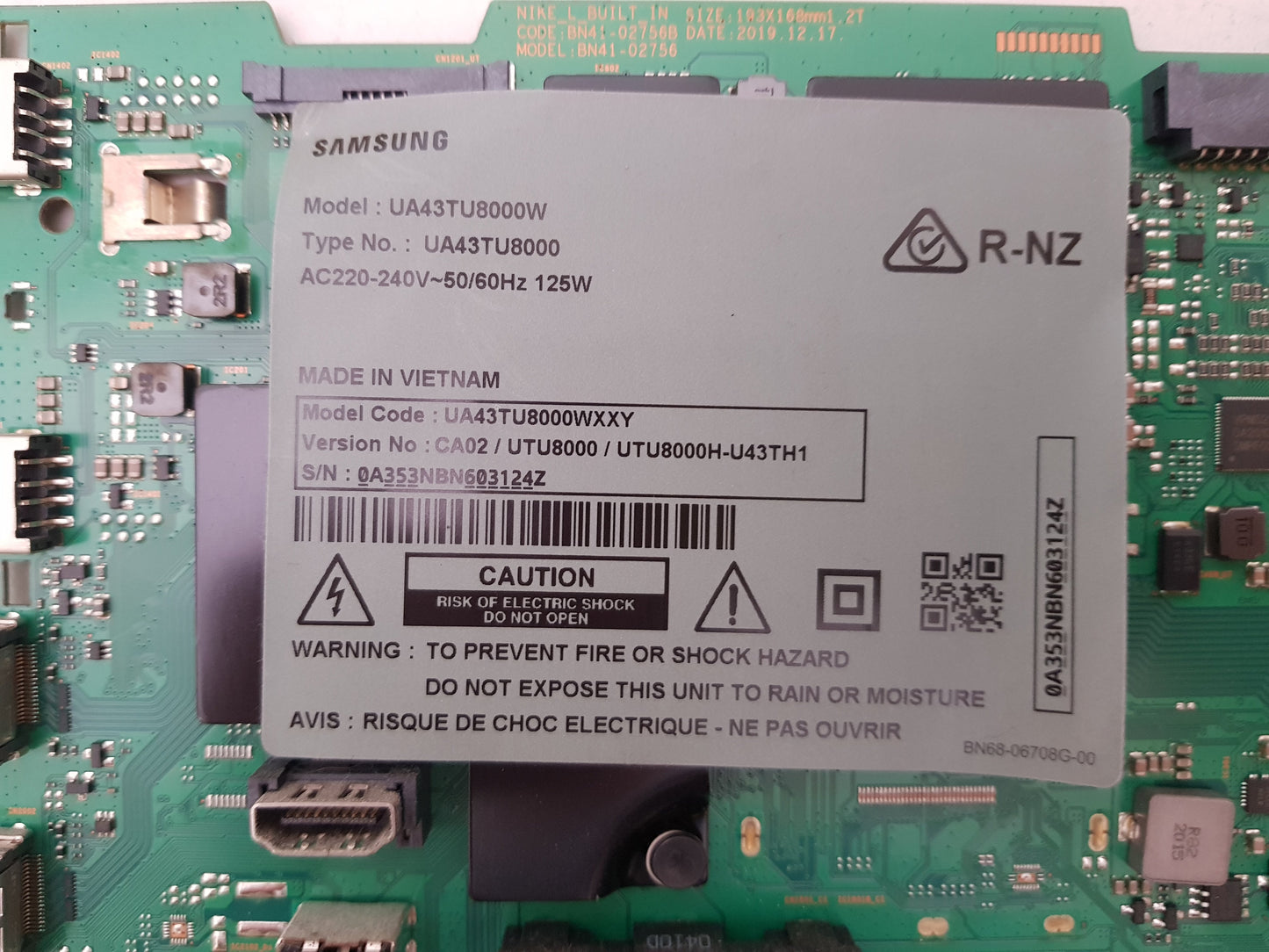 SAMSUNG UA43TU8000 WXXY (VER CA02) MAIN BOARD BN94-15418Z BN41-02756B