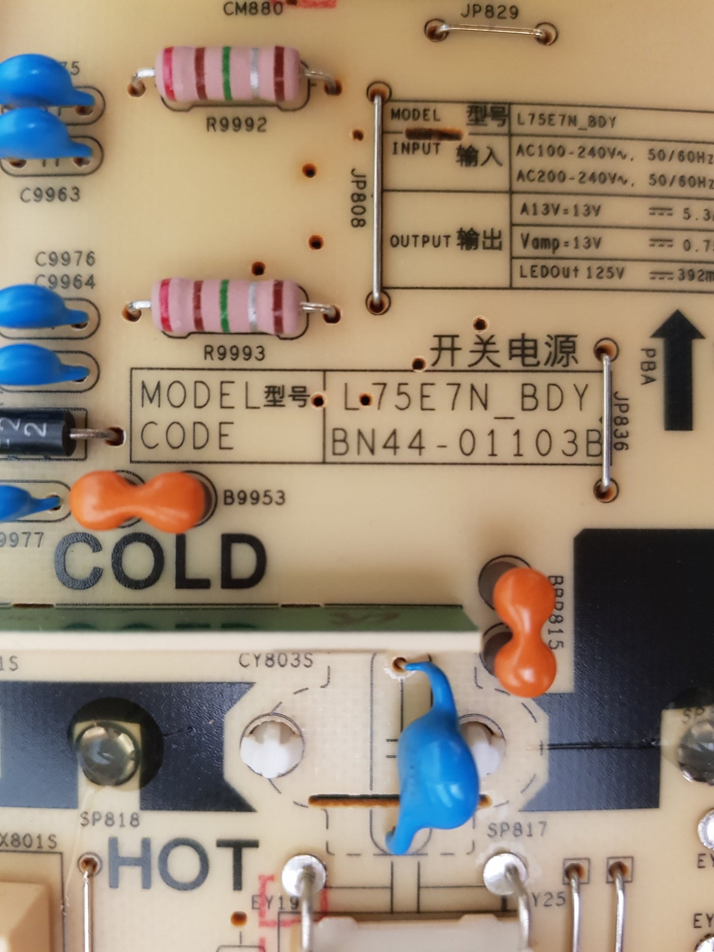 SAMSUNG QA75Q60BAW QA75Q60CAW POWER SUPPLY BOARD BN44-01103B L75E7N_BDY