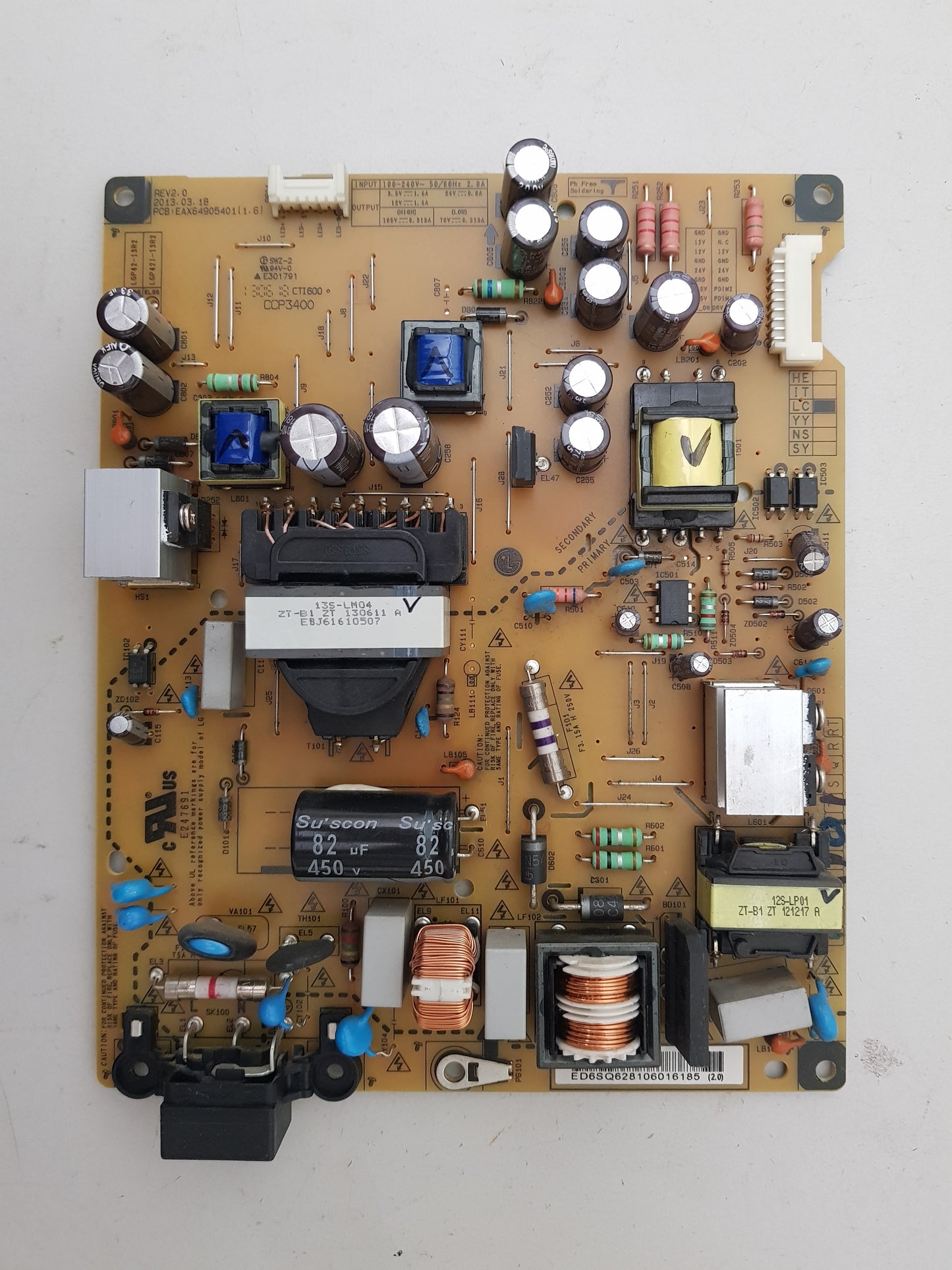 LG 42LA6230 POWER SUPPLY BOARD EAY62810601 EAX64905401 1.6 LGP42-13R2