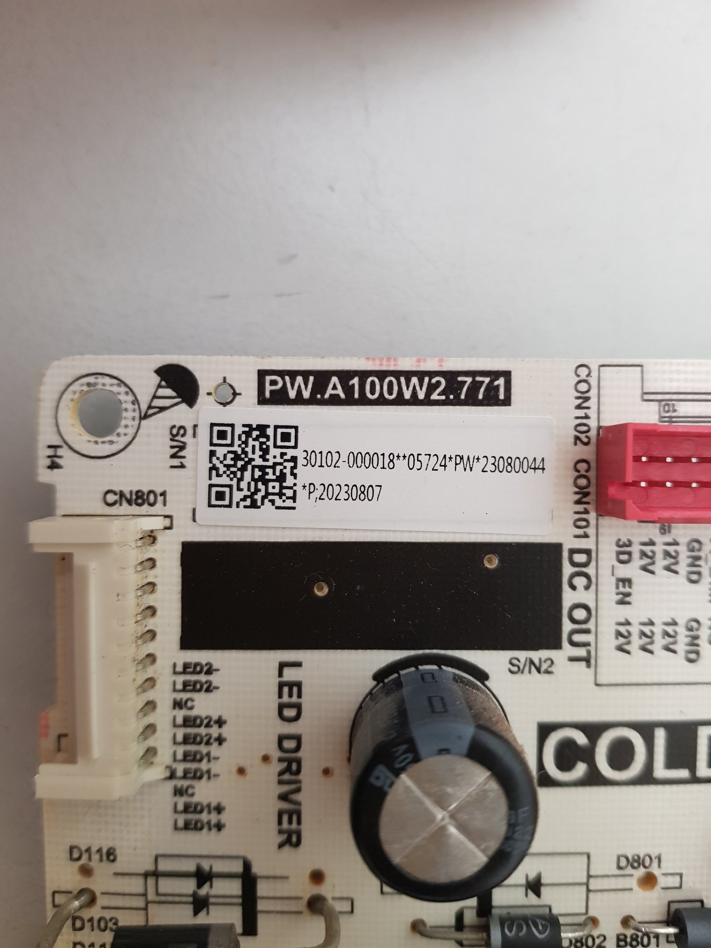 TCL 55P745 POWER SUPPLY BOARD PW.A100W2.771
