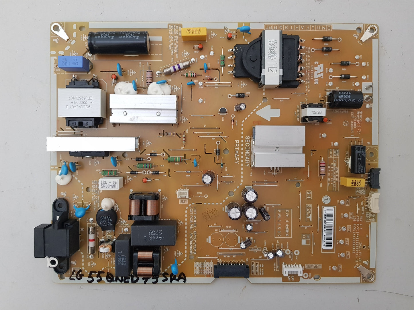 LG 55QNED75SRA POWER SUPPLY BOARD EAX69508302 1.1 EAY65895412 LGP55-21UL6