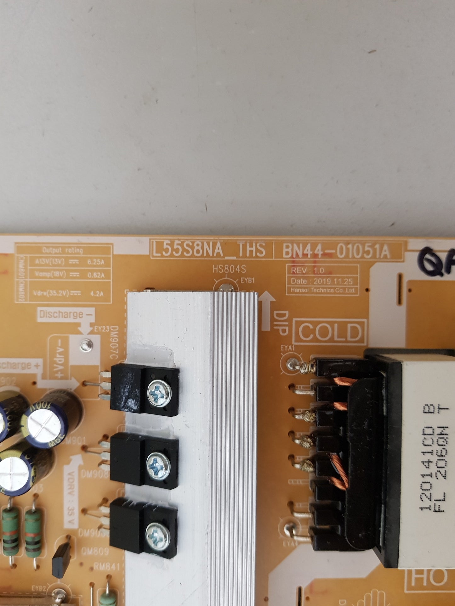 SAMSUNG QA55Q80TAW POWER SUPPLY BOARD BN44-01051A L55S8NC_THS