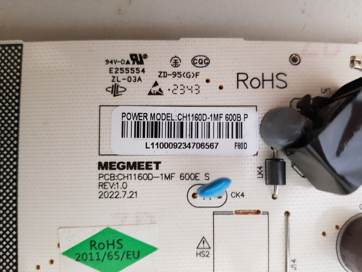 KOGAN KALED55U94TB POWER SUPPLY BOARD CH1160D-1MF 600E S CH1160D-1MF 600B